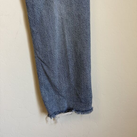 Zara Womens High Rise Slim Straight Raw Hem Ankle Vintage Wash Jeans Size 6 - Picture 9 of 13